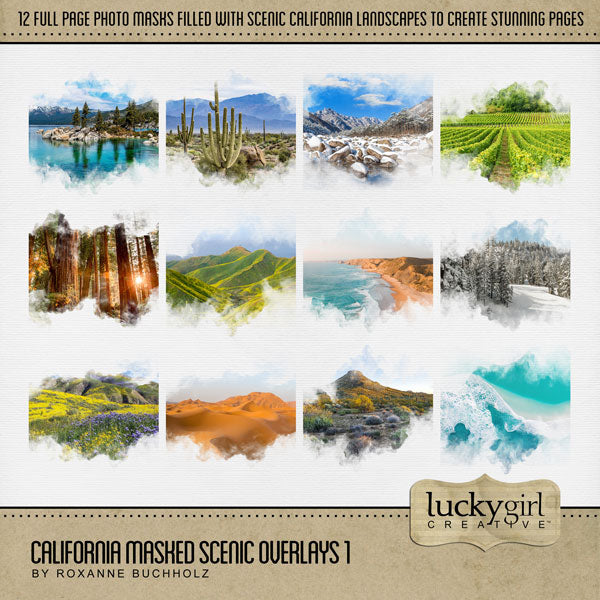 California Masked Scenic Overlays 1 Digital Scrapbook Kit