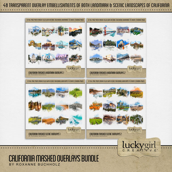 California Masked Scenic Overlays 1 Digital Scrapbook Kit