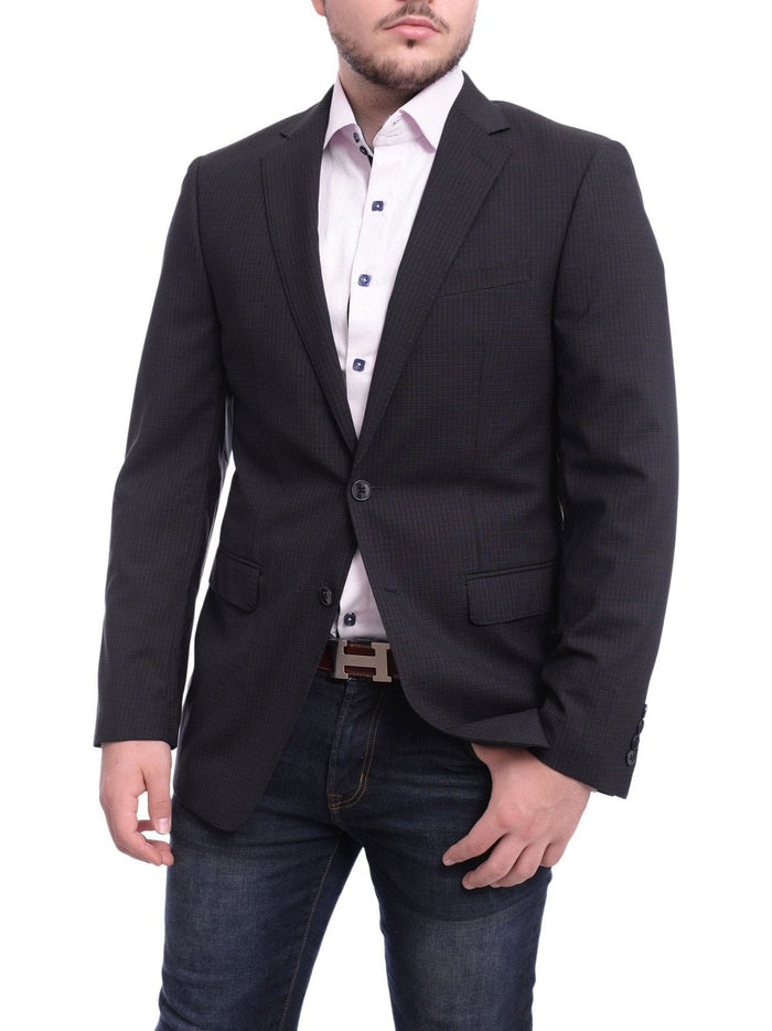 Calvin Klein BLAZERS Calvin Klein Regular Fit Blue & Red Check Two Button Wool Blazer Sportcoat