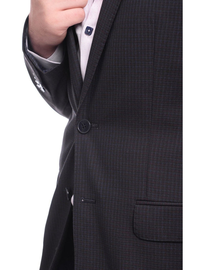 Calvin Klein BLAZERS Calvin Klein Regular Fit Blue & Red Check Two Button Wool Blazer Sportcoat