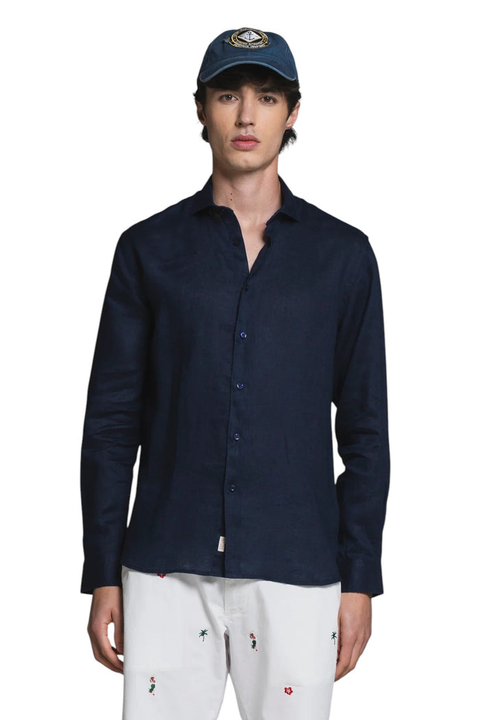 IMPURE camicia lino blu RILEY LINO-C01