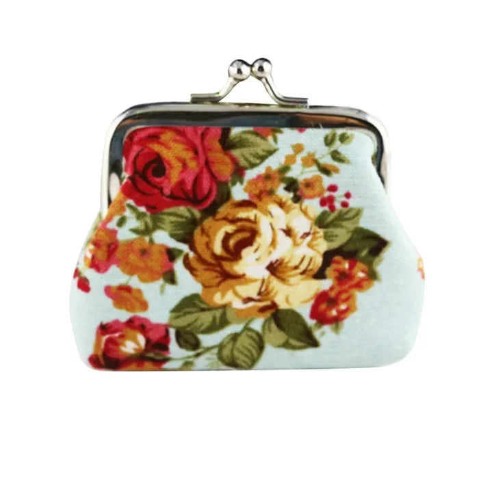 Canvas Mini Coin Pouch Rose Vintge Pattern, Mini Coin Purse