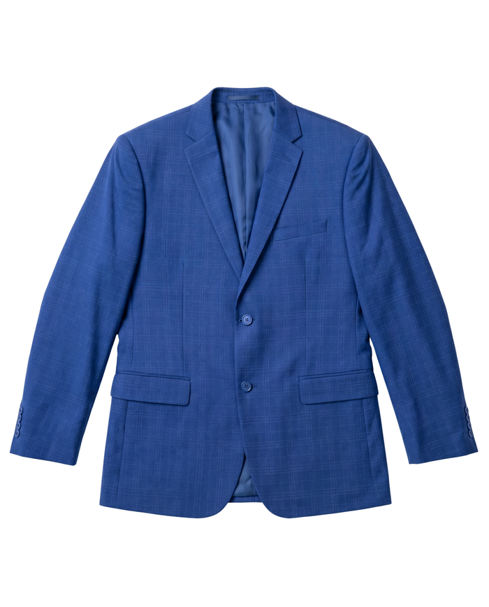 Caravelli Blue Plaid Notch Lapel Slim Fit 2-Button Suit - The Suit Depot