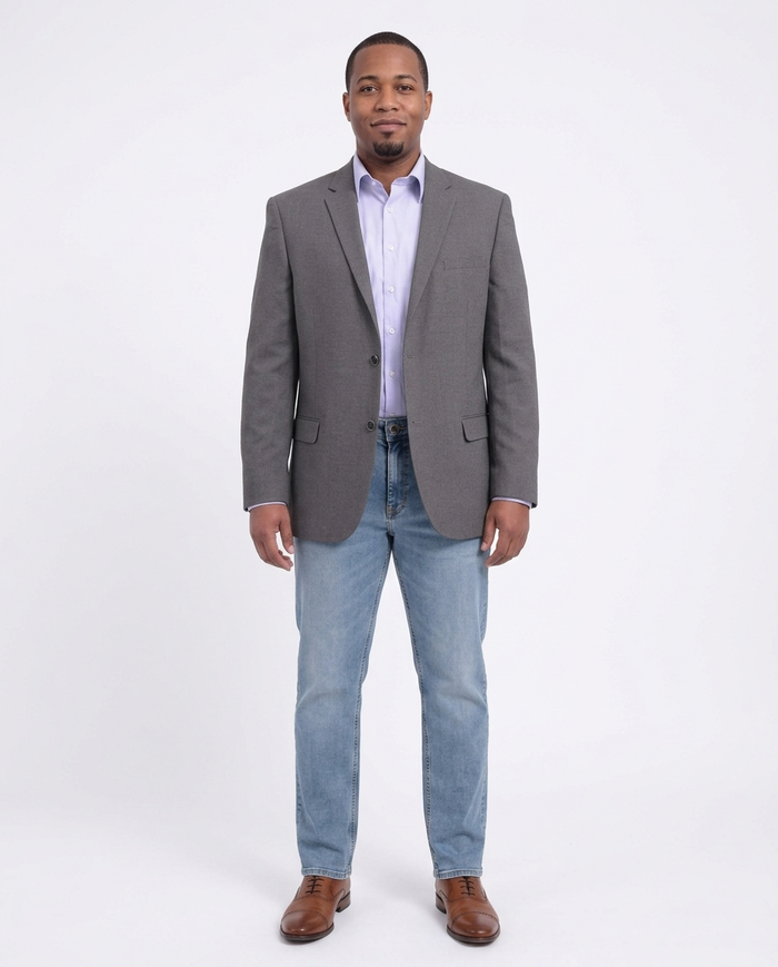 Caravelli Classic Fit Gray Hopsack Weave Two Button Stretch Blazer Sportcoat