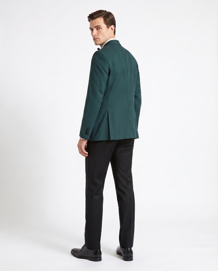 Caravelli Emerald Green Slim Fit Satin Notch Lapel 2-Button Tuxedo Suit - The Suit Depot