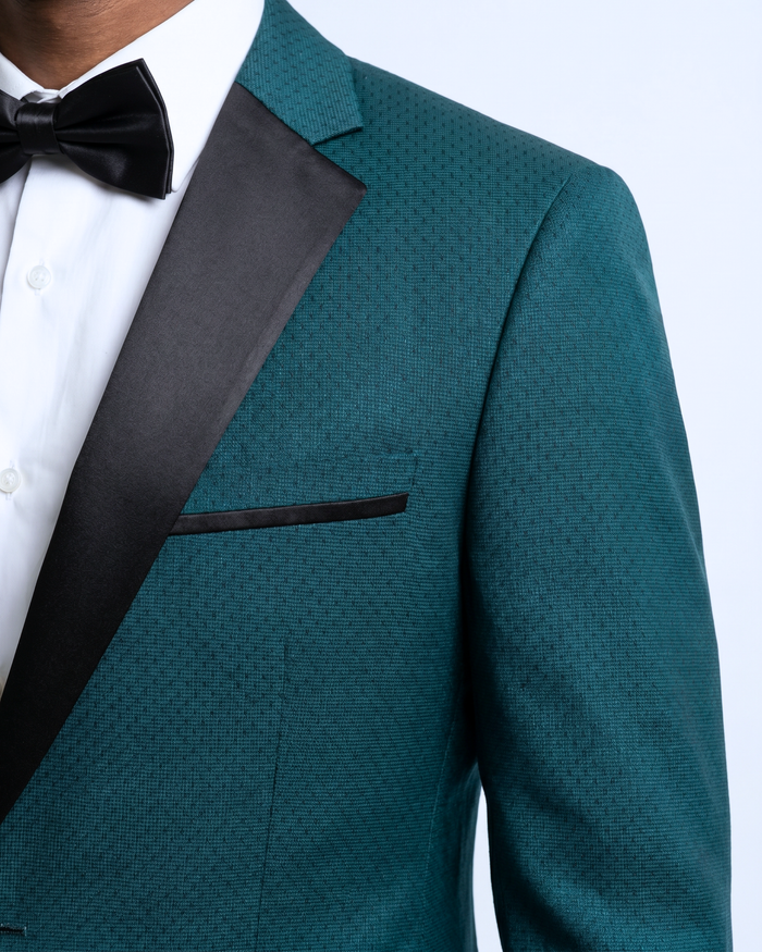 Caravelli Emerald Green Slim Fit Satin Notch Lapel 2-Button Tuxedo Suit - The Suit Depot