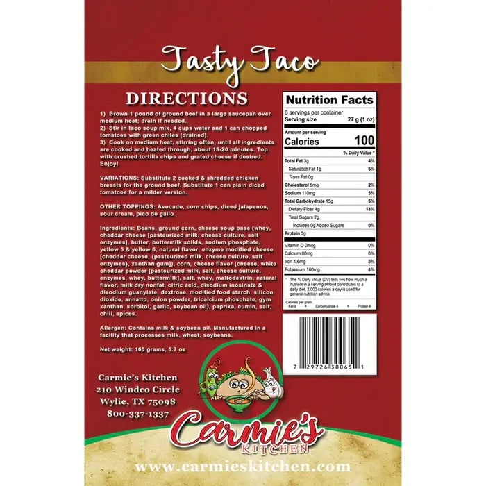Carmie's Tasty Taco Soup Mix