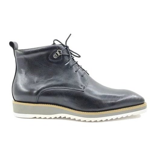 Carrucci SHOES Carrucci Mens Black Burnished Lace-Up Boot