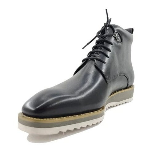Carrucci SHOES Carrucci Mens Black Burnished Lace-Up Boot