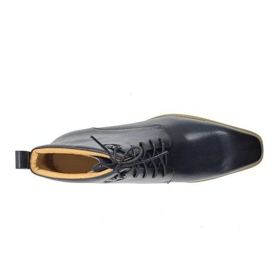 Carrucci SHOES Carrucci Mens Black Burnished Lace-Up Boot