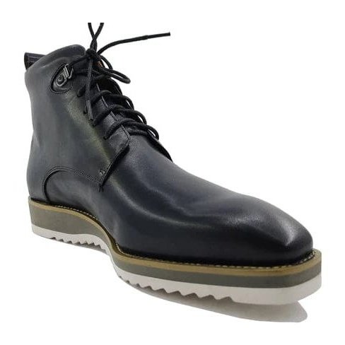 Carrucci SHOES Carrucci Mens Black Burnished Lace-Up Boot