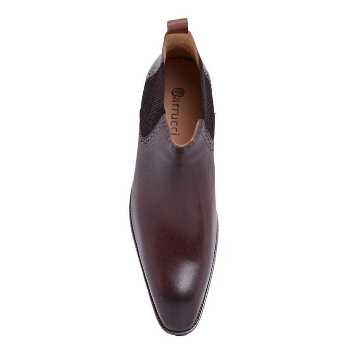 Carrucci Carrucci Mens Chestnut Brown Slip-on Chelsea Leather Dress Boots