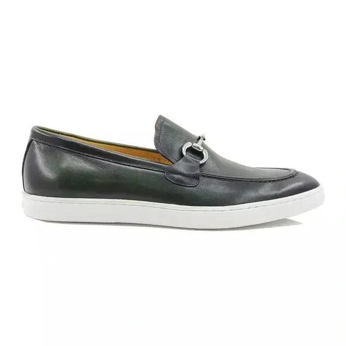Carrucci SHOES Carrucci Mens Olive Green Fashion Sneaker With Buckle Casual Shoes