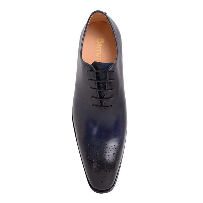 Carrucci SHOES Carrucci Solid Navy Blue Whole Cut Oxford Leather Dress Shoes