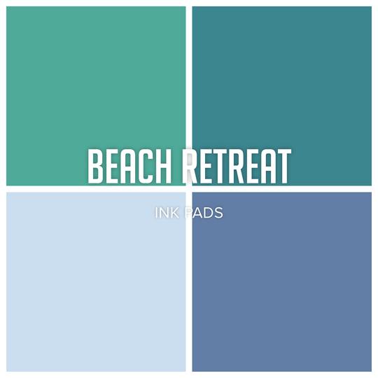Catherine Pooler - Ink Pads - Beach Retreat. Escape to the shore with our Beach Retreat Spa Ink Colors.  These relaxing, muted shades will take you away to a seaside haven.  The first four colors, Sea Glass, Bay Breeze, Tranquil, and Cove Blue are shades of greens and blues that compliment the current green and blue colors in our Spa Collection. Available at Embellish Away located in Bowmanville Ontario Canada.