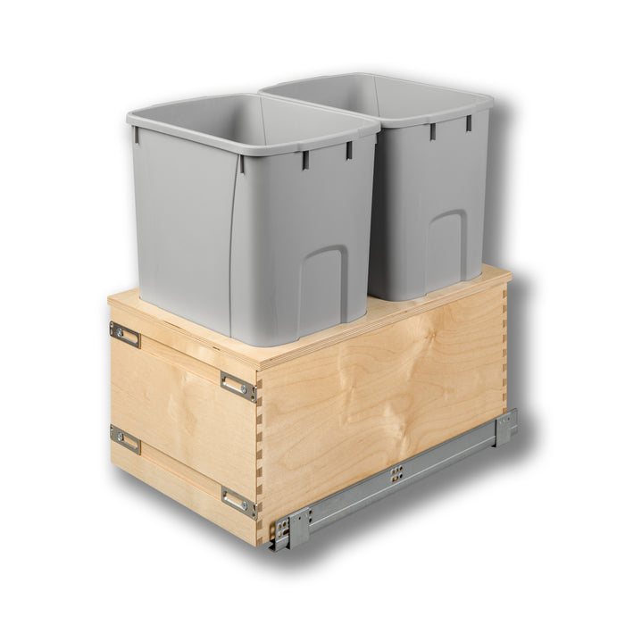 14 3/8 x 23 5/8 x 22 1/2 - Double 50-Quart *Gray* Bins