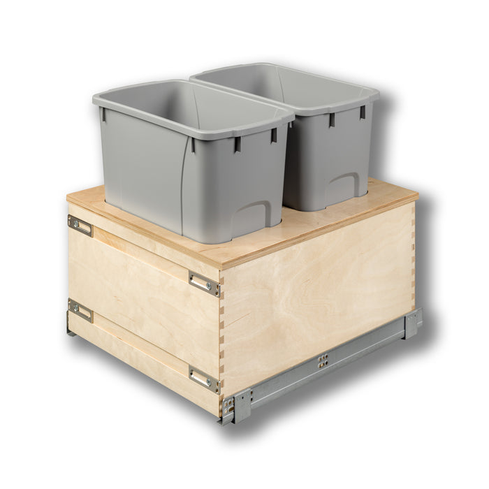 17 3/8 x 19 5/8 x 21 1/2 - Double 34-Quart *Gray* Bins
