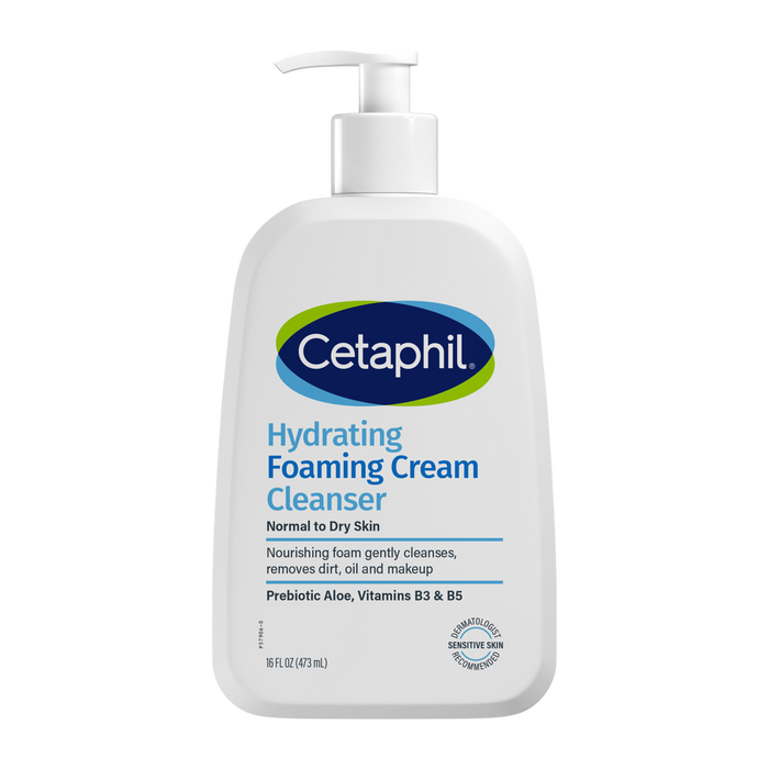 Cetaphil Hydrating Foaming Cream Cleanser Cream-to-Foam Face Wash 8 oz