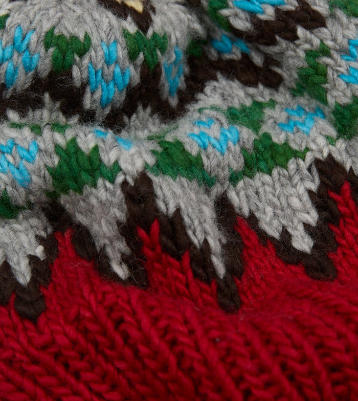 Chamula Red Fairisle Merino Knit Cap