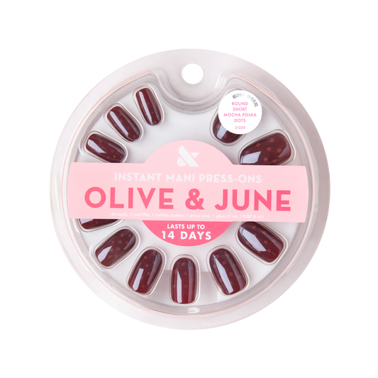 Cherry Mocha Polka Dots - Press-On | Short | Round