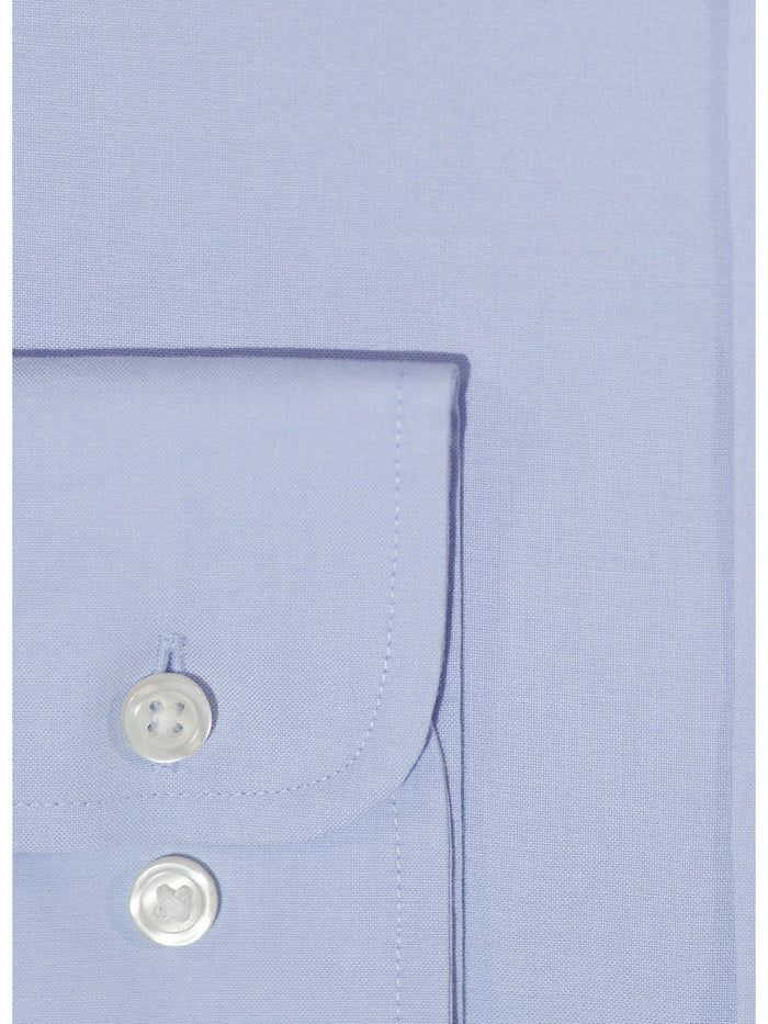 Christopher Morris Mens Blue Cotton Stretch Classic Fit Wrinkle Free Dress Shirt - The Suit Depot