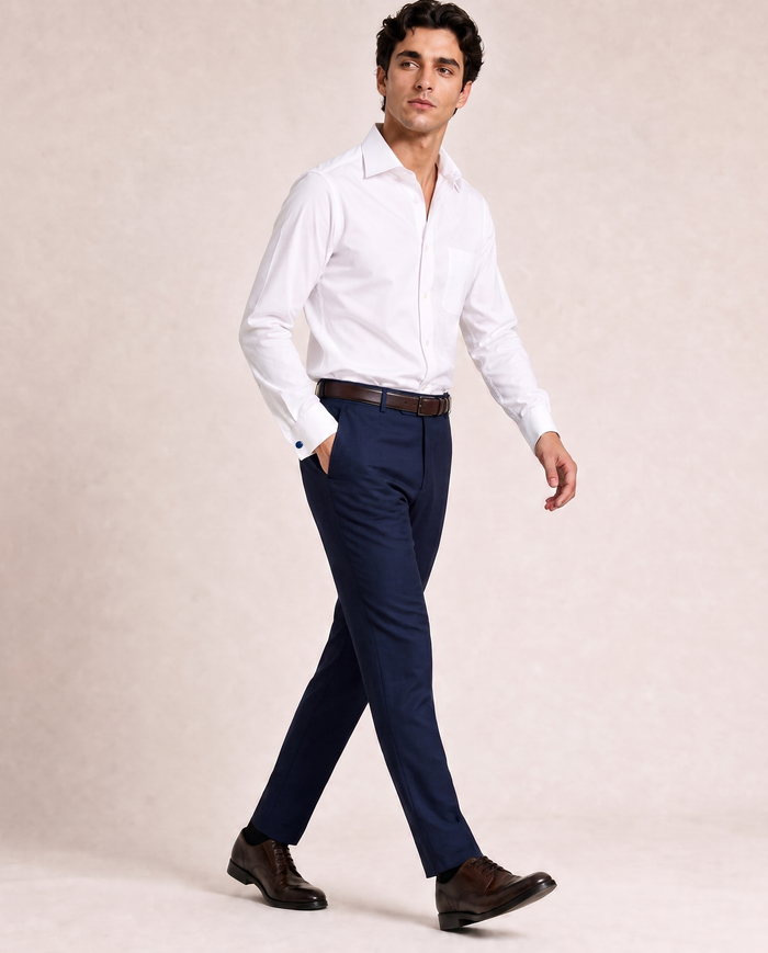 Christopher Morris Solid White Classic Fit Cotton Spread Collar Non-Iron French Cuff Dress Shirt