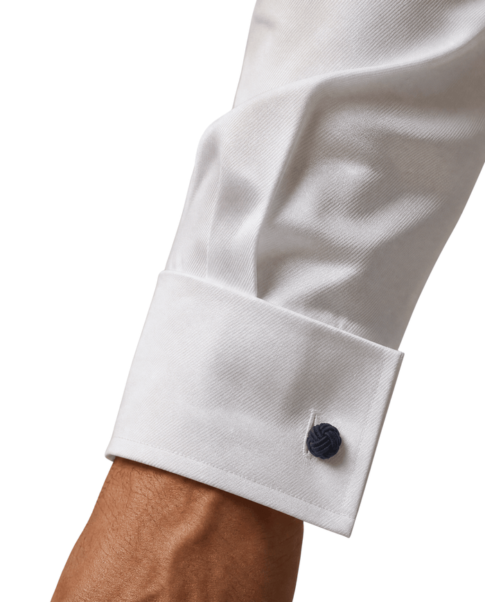 Christopher Morris Solid White Classic Fit Cotton Spread Collar Non-Iron French Cuff Dress Shirt