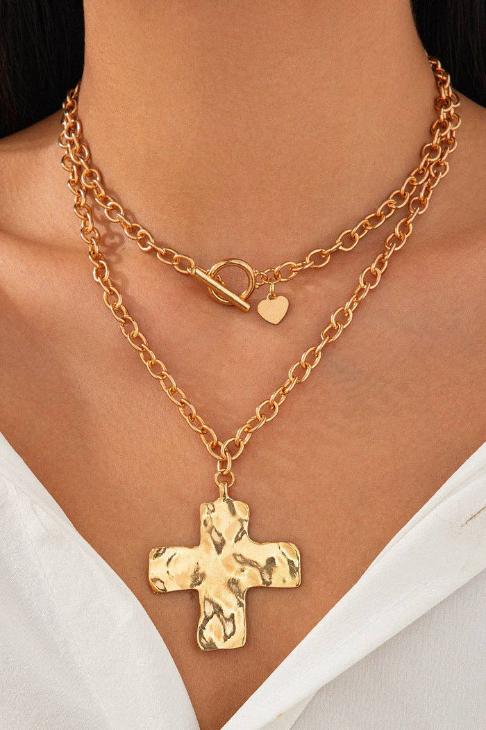 Chunky Chain Necklace with Cross Pendant