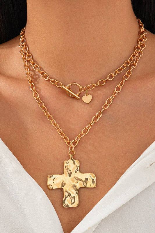 Chunky Chain Necklace with Cross Pendant