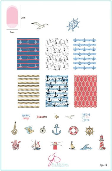 CjS-414 Salty Air & Sea Flair | Clear Jelly Stamping Plate