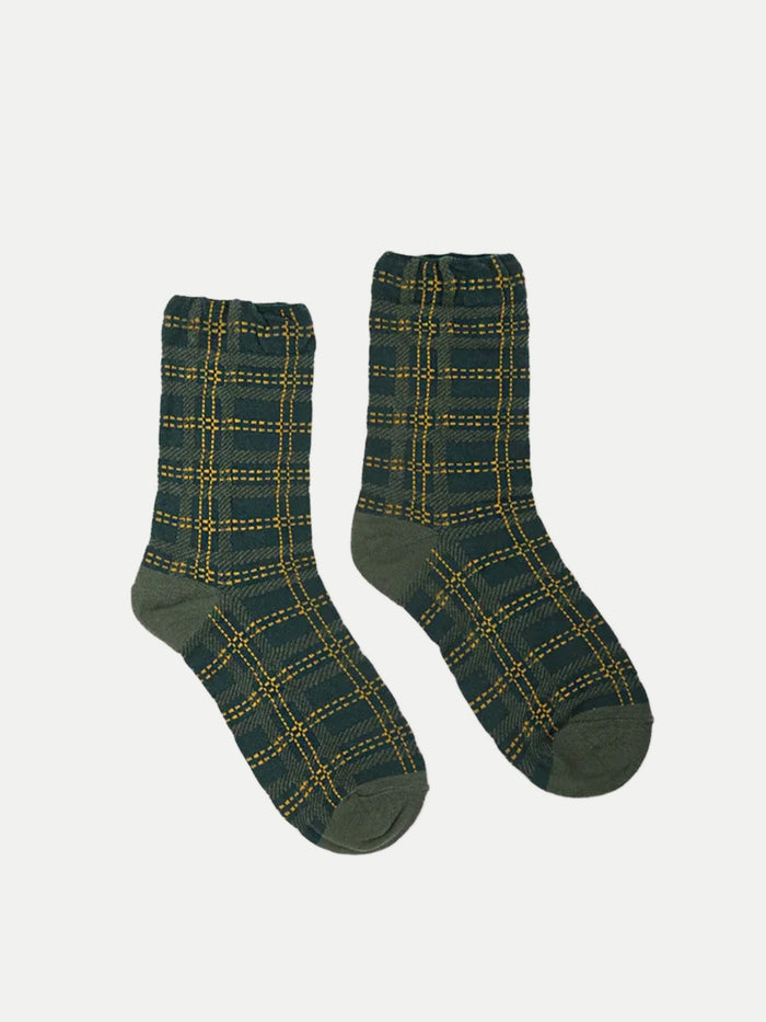 Cosmic Crew Socks | Forest Plaid Check-Image 1