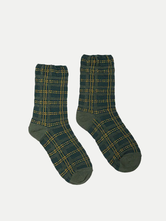 Cosmic Crew Socks | Forest Plaid Check-Image 1