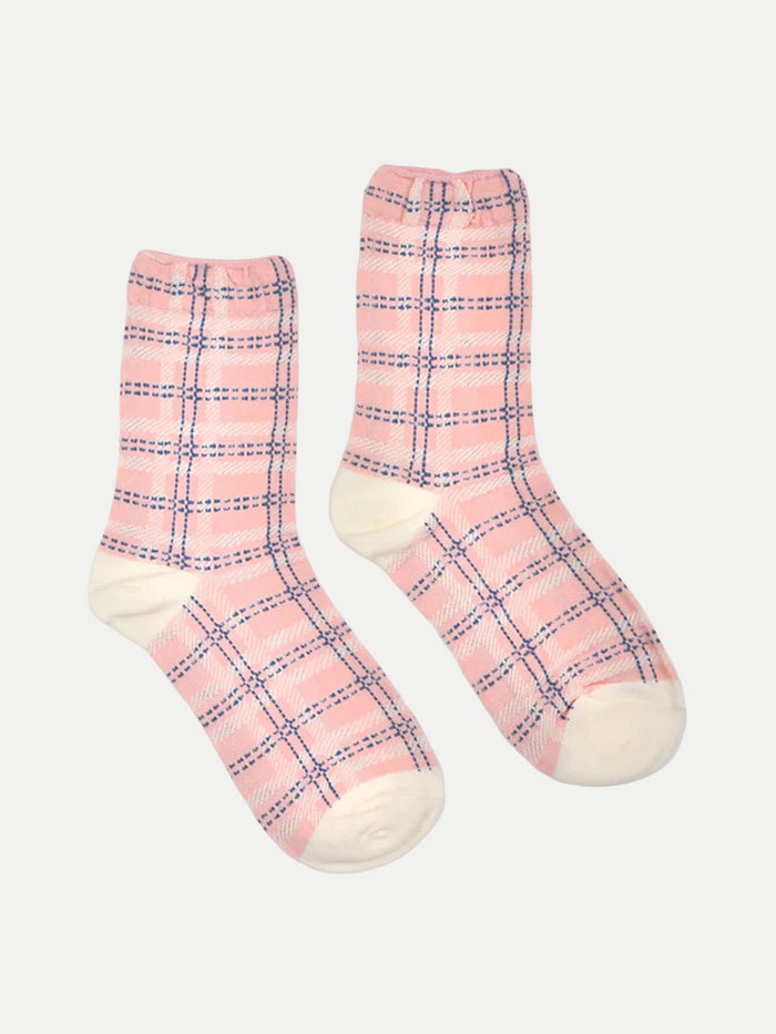 Cosmic Crew Socks | White Plaid Check-Image 1