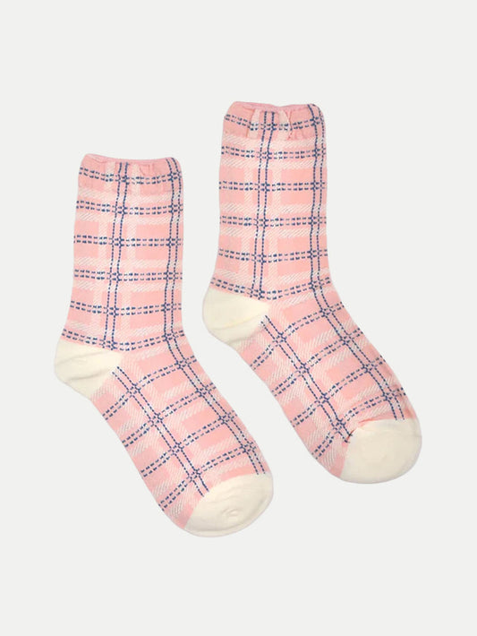 Cosmic Crew Socks | White Plaid Check-Image 1
