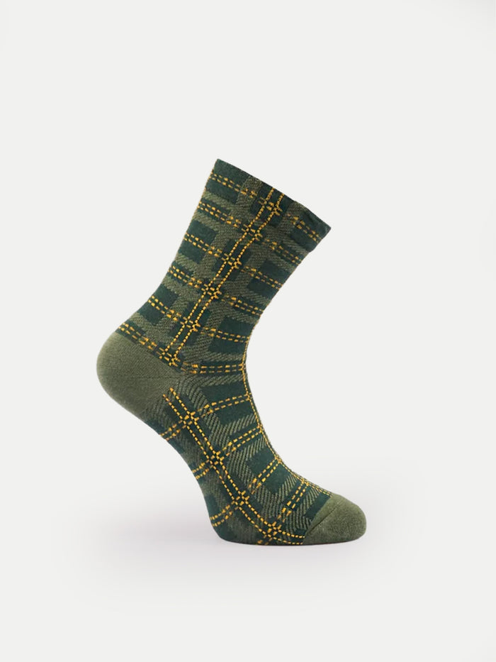 Cosmic Crew Socks | Forest Plaid Check-Image 3
