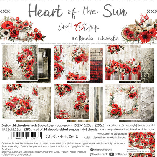 Craft O'Clock - 6X6 Paper Pad - Heart of the Sun. Available at Embellish Away located in Bowmanville Ontario Canada.