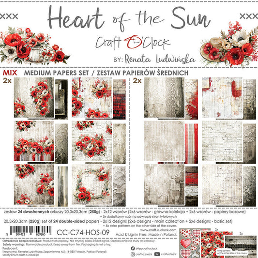 Craft O'Clock - 8X8 Mix Paper Pad - Heart of the Sun. Available at Embellish Away located in Bowmanville Ontario Canada.