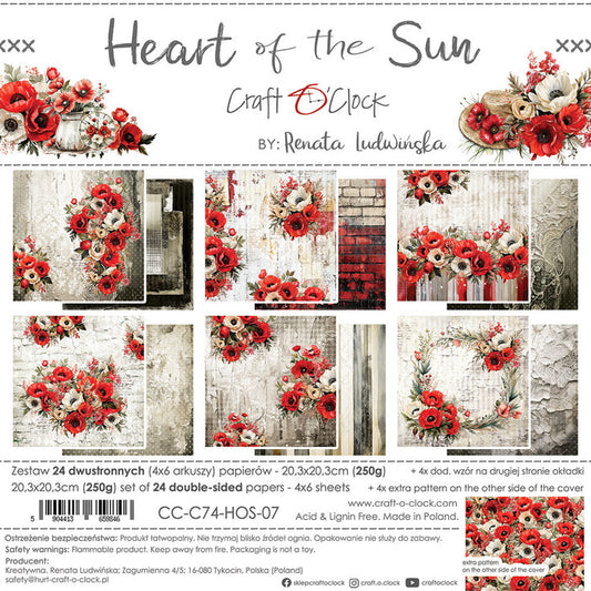 Craft O'Clock - 8X8 Paper Pad - Heart of the Sun. Available at Embellish Away located in Bowmanville Ontario Canada.