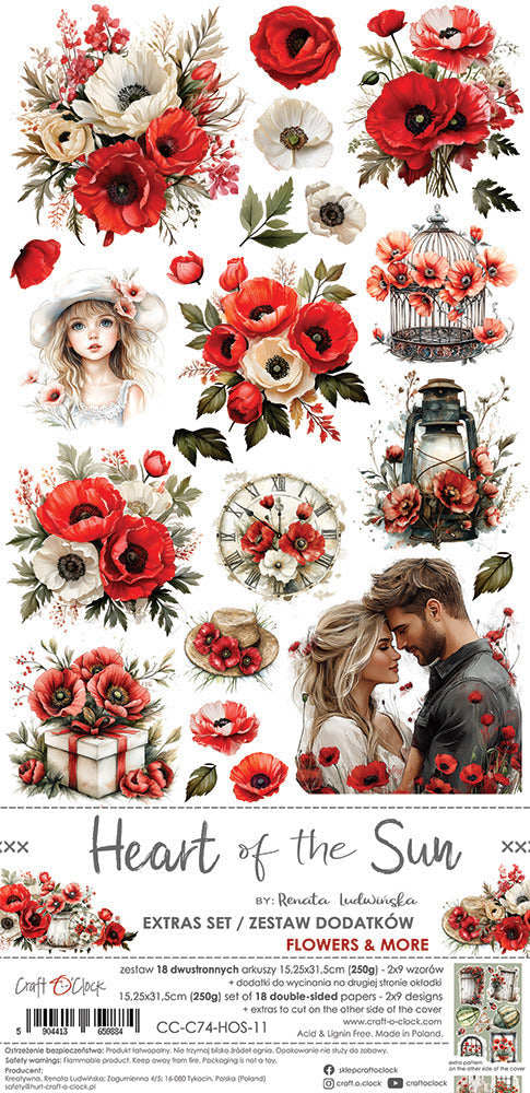 Craft O'Clock - Extras Set - Heart of the Sun - Flowers. Available at Embellish Away located in Bowmanville Ontario Canada.