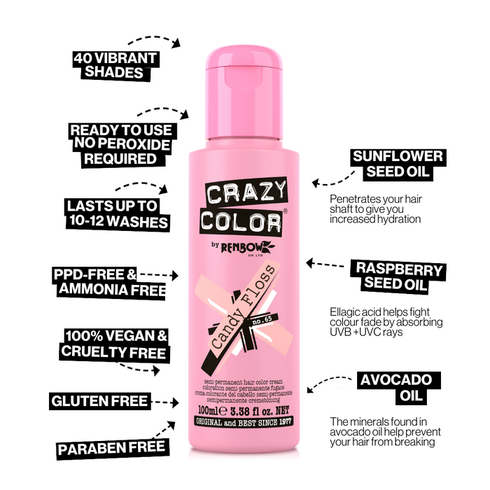 Crazy Color Hair Colour Creme 100ml - CandyFloss