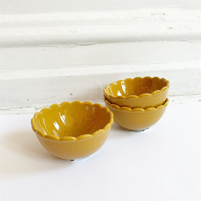 Creative Co-Op Mustard Yellow Scalloped Bowl