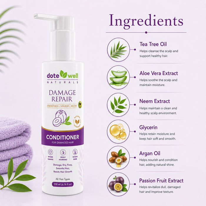 Damage Repair Conditioner for Deep Nourishment & Frizz Control | Hair Strengthening for Dry & Damaged Hair | 200ml