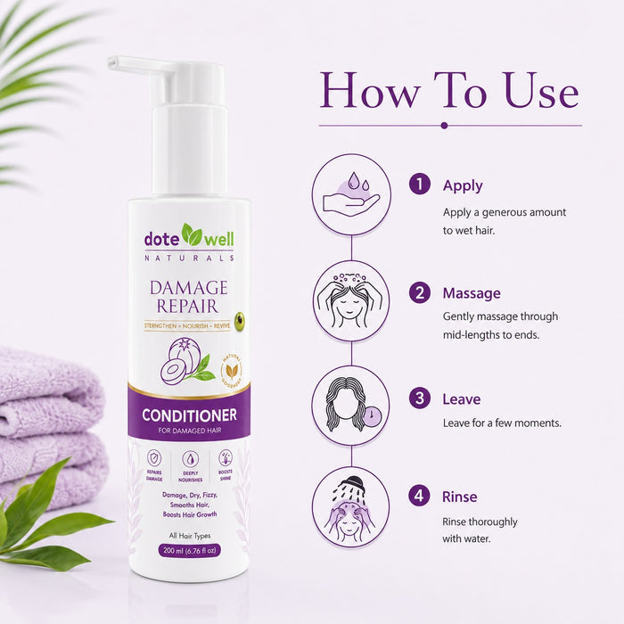 Damage Repair Conditioner for Deep Nourishment & Frizz Control | Hair Strengthening for Dry & Damaged Hair | 200ml