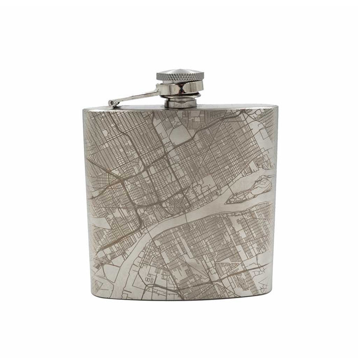 Detroit City Map Hip Flask - City Bird