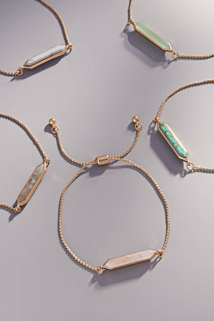 Double Side Semi Precious Stone Pull Tie Bracelet