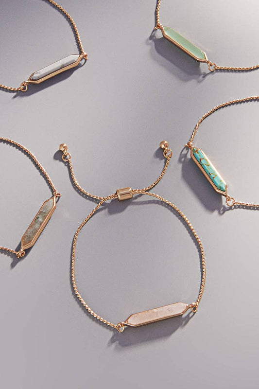Double Side Semi Precious Stone Pull Tie Bracelet