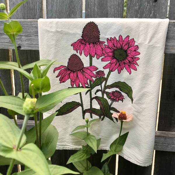 Echinacea Tea Towel - City Bird