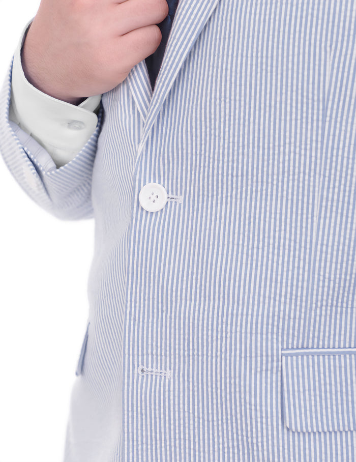 Emigre Classic Fit Blue Seersucker Blazer - The Suit Depot