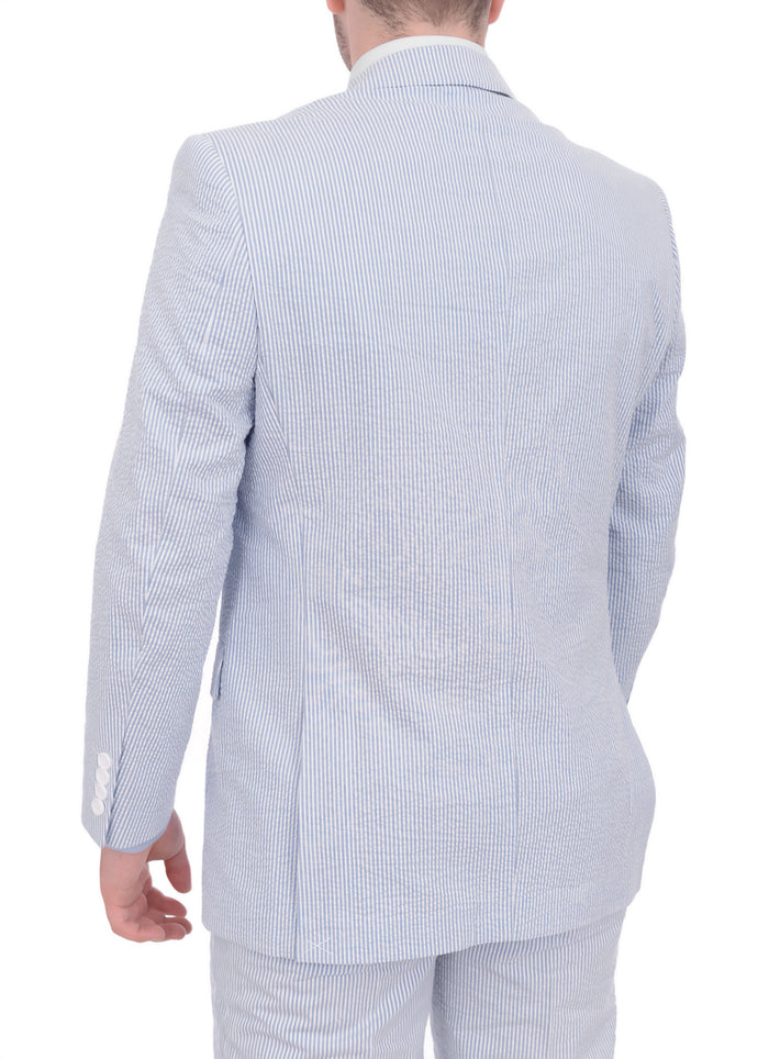 Emigre Classic Fit Blue Seersucker Blazer - The Suit Depot