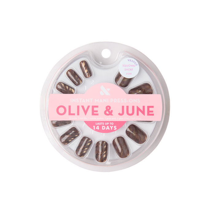 Espresso Shimmer Swirl - Press-On | Short | Squoval